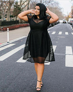 Little black dress for curvy women: party outfits,  Cocktail Dresses,  Plus-Size Model,  Plus size outfit,  Cute Outfit For Chubby Girl,  black dress  