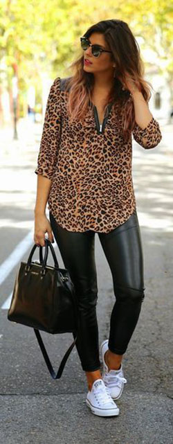 Animal print shirt outfit ideas: Animal print,  Leopard top  