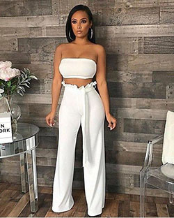 Baddie Birthday Outfits Crop top, Slim-fit pants: Black girls,  Baddie Outfits,  Black Girl Birthday Outfit,  White Top  