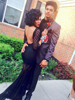Prom Couples 2016, Homecoming Outfits #Couple Evening gown, Party dress: Backless dress,  party outfits,  Prom couples,  Prom Suit  
