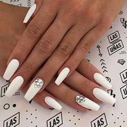 White coffin nails: Nail Polish,  Gel nails,  French manicure  