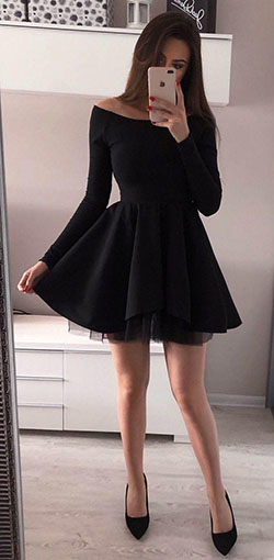 Cute Party Outfit Cold Weather, Evening gown: Cocktail Dresses,  Long Sleeve,  Cute Party Dresses  