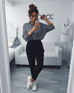 High waisted trousers: Polo neck,  Smart casual,  High Waisted,  Street Outfit Ideas  