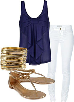 Bow Blouse White, Polyvore Summer Navy blue, Clothing Accessories: Slim-Fit Pants,  Navy blue,  Polyvore Outfits Summer  