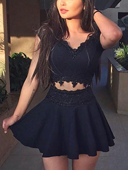 Little black dress, Party Outfit Homecoming Dresses, Homecoming Dress: Prom Dresses,  two piece,  Cute Party Dresses,  black dress  