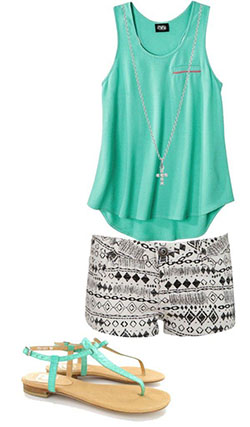Mint green sleeveless tank top: Polyvore Outfits Summer  