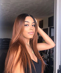 Brown hair for black women: Long hair,  Pre Plucked,  Hair straightening  