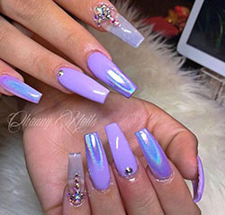 Purple holographic nail designs: Nail Polish,  Gel nails,  Blue nails  