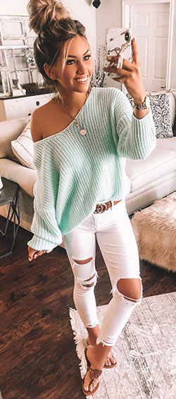 green sweatshirt #summer #outfits style: summer outfits,  instafashion  