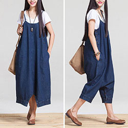 Women's Denim Overalls Casual Loose Oversized Jumpsuit Dress Harem Romper Jeans: jumpsuit  