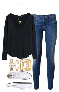 Back To School Polyvore Outfit Ideas For Girls.: Casual Outfits,  Black sweater  