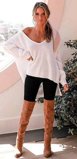 white scoop-neck long-sleeved shirt #summer #outfits style: summer outfits  
