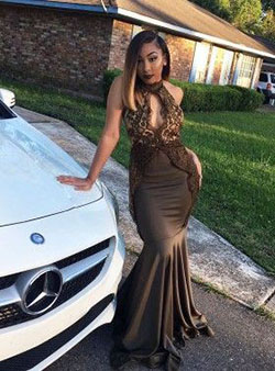 High neck keyhole prom dress: Best Prom Outfits  