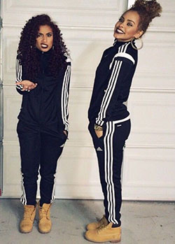 Adidas black and white outfit: Sporty Outfits,  Adidas Joggers  