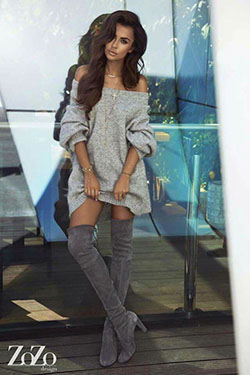 Fashion model, Natalia Siwiec, Thigh-high boots: Over-The-Knee Boot,  Tiger Mist,  Chap boot  