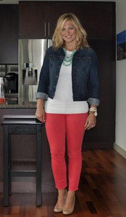 Over 40 outfit, Casual wear, Business casual: Plus size outfit,  Business casual,  Denim jacket  