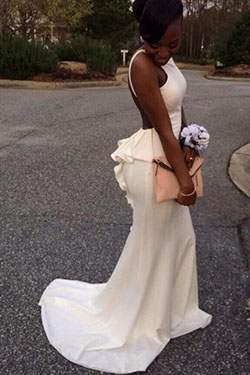 Black girl white prom dress: Backless dress,  Best Prom Outfits  