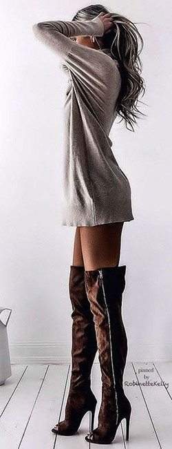 Knee high boots tumblr outfit: High-Heeled Shoe,  Boot Outfits,  Over-The-Knee Boot,  Knee highs,  Chap boot  