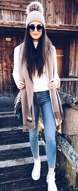 Casual winter outfits with sneakers: Casual Winter Outfit,  winter outfits,  Slim-Fit Pants  