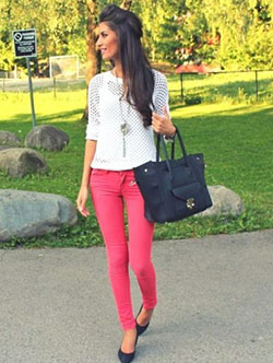 Pink jeans outfit: Pink Jeans  