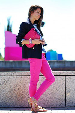 Pink Jeans Outfit Ideas Images: Pink Jeans,  Pink Trousers  
