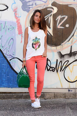 Pink Jeans Outfit For Girls: Slim-Fit Pants,  Pink Jeans  