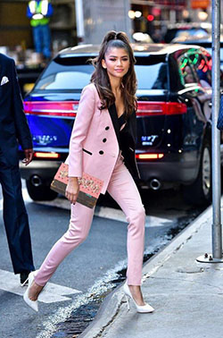 Pink trousers outfit: Business casual,  Pink Pant,  pink blazer,  Pink Trousers  