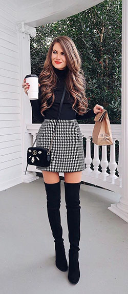 Winter clothing,  Casual wear: winter outfits,  Polo neck,  Boot Outfits,  Skirt Outfits  