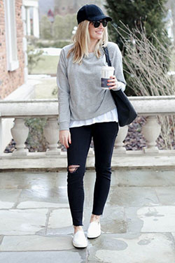 White slip ons outfit: Slip-On Shoe,  Outfit With Vans  