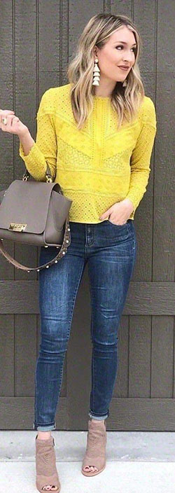 How To Wear Yellow Top And Blue Jeans: Clothing Accessories,  Yellow Outfits Girls,  yellow top  