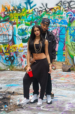 black couples goals Matching Outfit: Matching Outfits,  Air Jordan,  Nike Huarache  