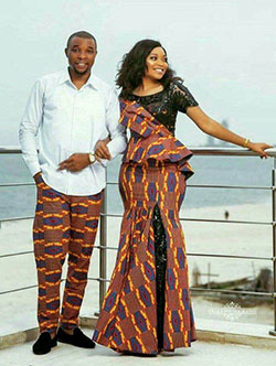 African print couple matching: Matching African Outfits  