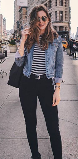 Outfits With Black Jeans For Winter: Black Jeans Outfit,  Jean jacket,  Slim-Fit Pants  