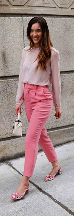 Pink trouser and top: shirts,  Palazzo pants,  Pink Jeans  