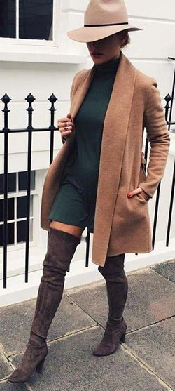 Dark brown over the knee boots: Over-The-Knee Boot,  Boot Outfits,  Chap boot  