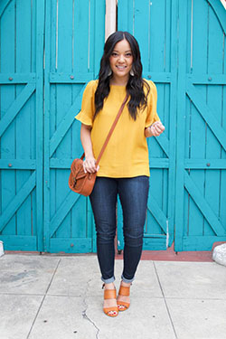 Yellow top outfits: Slim-Fit Pants,  Yellow Outfits Girls,  yellow top  