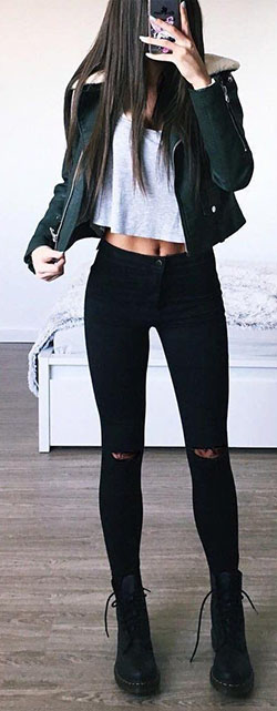 Cute Fall Outfits For School: Black Jeans Outfit,  winter outfits,  Slim-Fit Pants  