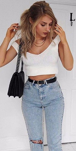 Mom jeans,  Crop top: 