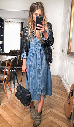 Denim skirt,  Jean jacket: Street Outfit Ideas  