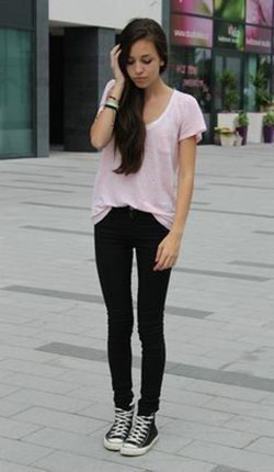 Black high top converse outfit: Pink Dresses  