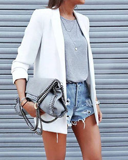 White blazer outfit: Street Outfit Ideas,  Blazer  