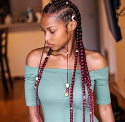 Feed in braids: Afro-Textured Hair,  Box braids,  Braided Hairstyles,  French braid  