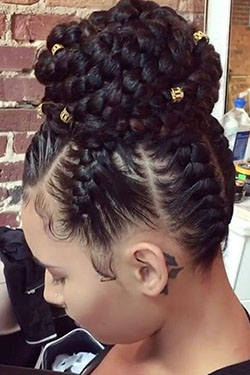 Black braid prom hairstyles: Afro-Textured Hair,  Hairstyle Ideas,  Box braids,  Short hair,  Braided Hairstyles,  French braid  