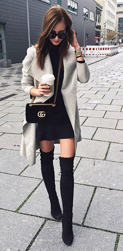 Knee high boots outfit: Boot Outfits,  Over-The-Knee Boot,  Knee highs,  Chap boot,  High Boots  