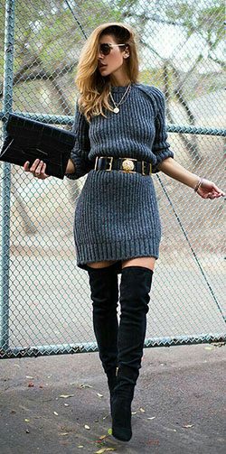 Vestido en invierno: Over-The-Knee Boot,  Boot Outfits  