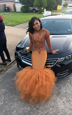Orange mermaid prom dresses: party outfits,  See-Through Clothing,  Best Prom Outfits  