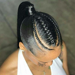 Weave sleek ponytail with braids: Afro-Textured Hair,  Hairstyle Ideas,  Braided Hairstyles,  Braided Ponytail  