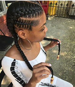 Natural braid hairstyles for black women: Afro-Textured Hair,  Long hair,  Box braids,  African hairstyles,  Braided Hairstyles,  French braid  