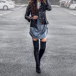 Fashion model, Over-the-knee boot, Knee-high boot: Clothing Accessories,  Leather jacket,  Over-The-Knee Boot,  Boot Outfits,  Chap boot  