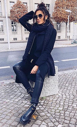 winter black outfit idea: 